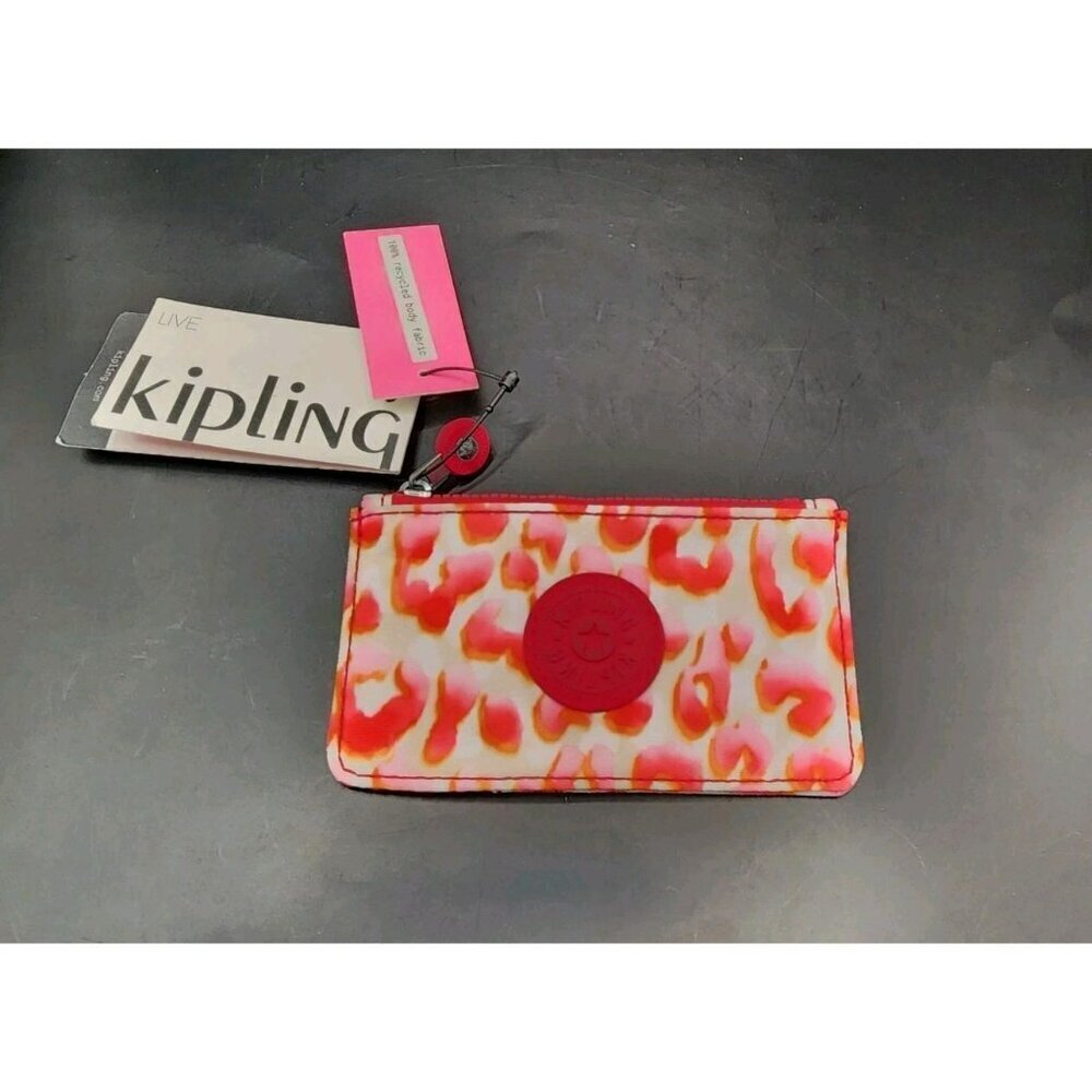 NWT Kipling Camilo Printed Latin Cheetah Zip Pouch Wallet Recycled Polyester